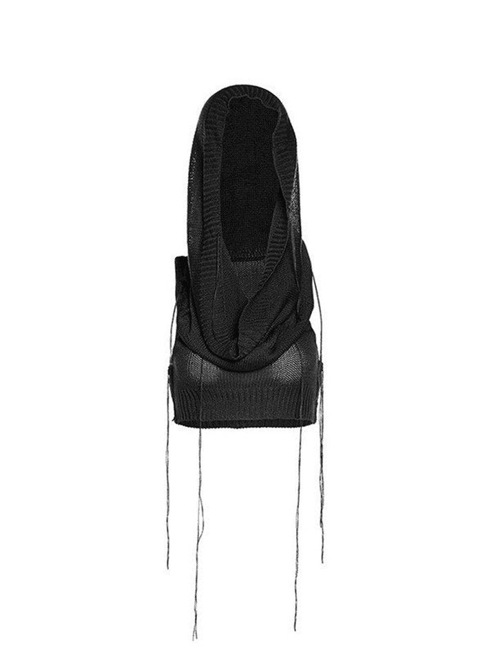 Coquette Aesthetic Crochet Knit Hooded Crop Tank - Y2K Fashion Grunge Style Coquette Aesthetic Crochet Knit Hooded Crop Tank - Y2K Fashion Grunge Style
