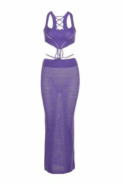 Coquette Aesthetic Crochet Knit Skirt Set for Women - Y2K Fashion Outfit