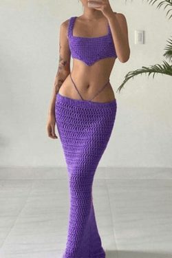 Coquette Aesthetic Crochet Knit Skirt Set for Women - Y2K Fashion Outfit