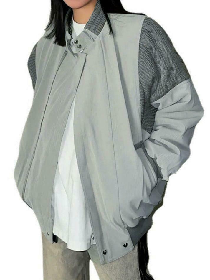 Coquette Aesthetic Crochet Patchwork Bomber Jacket Coquette Aesthetic Crochet Patchwork Bomber Jacket