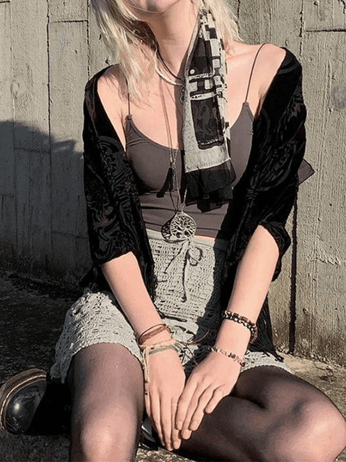 Coquette Aesthetic Crop Cami - Y2K Fashion Grunge Style Cute Tops Vintage Sweater Disco Cowgirl