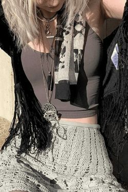 Coquette Aesthetic Crop Cami - Y2K Fashion Grunge Style Cute Tops Vintage Sweater Disco Cowgirl