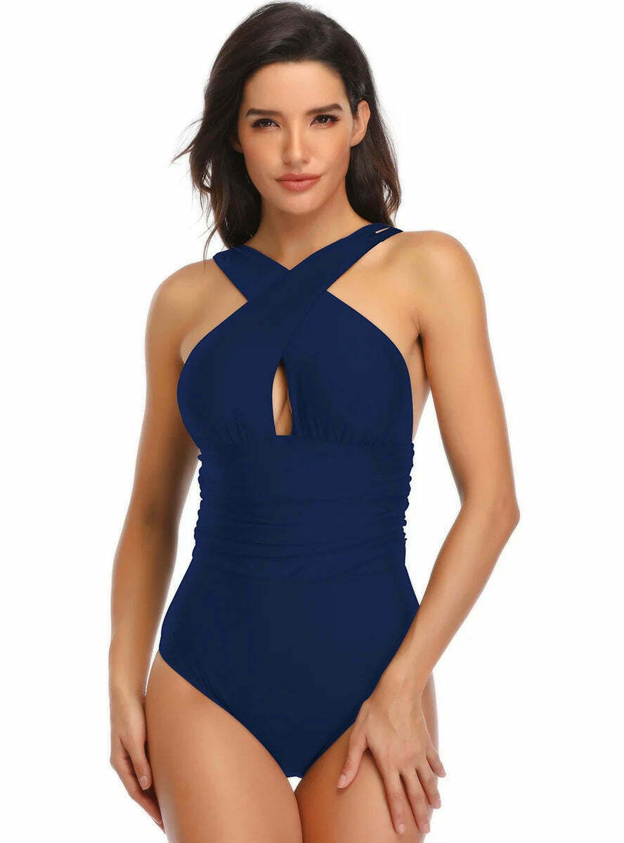 Coquette Aesthetic Cross-Gathered One-Piece Swimsuit Coquette Aesthetic Cross-Gathered One-Piece Swimsuit