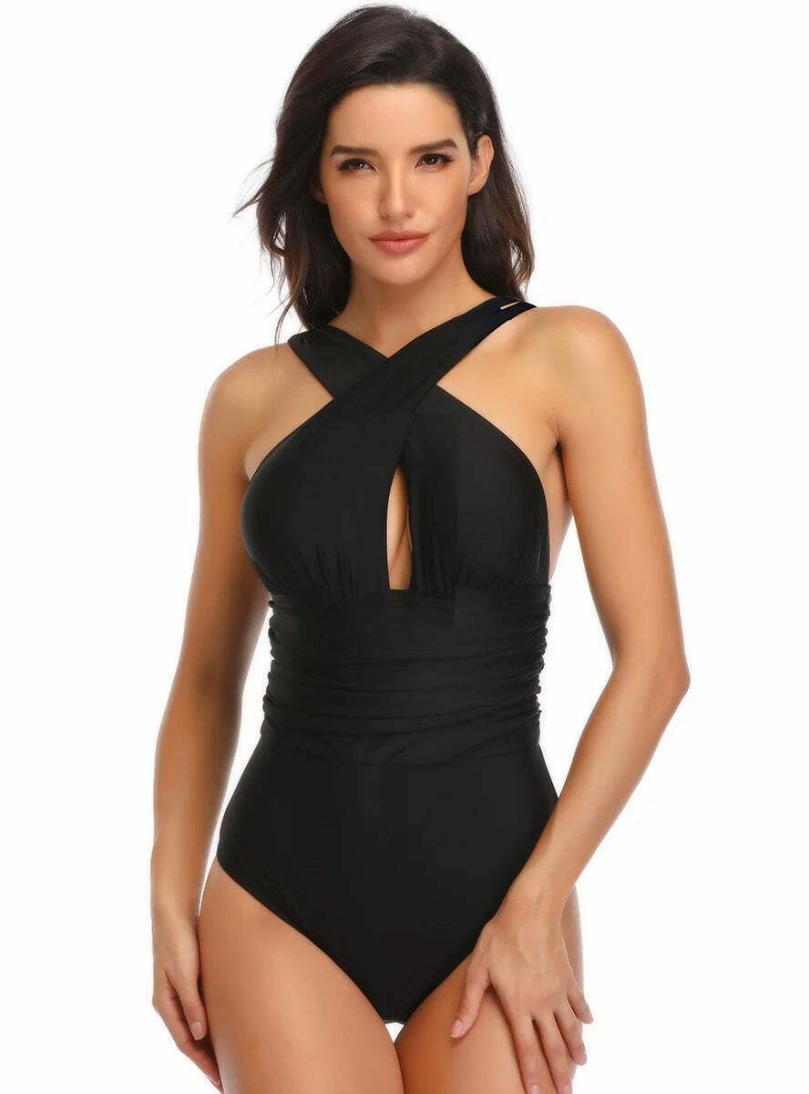 Coquette Aesthetic Cross-Gathered One-Piece Swimsuit Coquette Aesthetic Cross-Gathered One-Piece Swimsuit