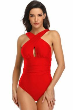 Coquette Aesthetic Cross-Gathered One-Piece Swimsuit