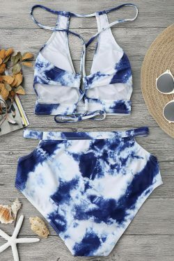 Coquette Aesthetic Cut Out Tie-Dyed High Waisted Bikini