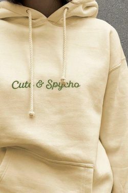 Coquette Aesthetic Cute N Spycho Casual Hoodie - Y2K Fashion Grunge Style