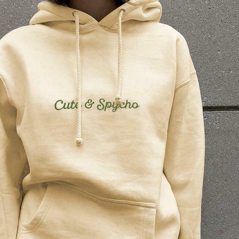 Coquette Aesthetic Cute N Spycho Casual Hoodie - Y2K Fashion Grunge Style