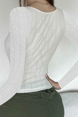 Coquette Aesthetic Cutout Bow Decor Slim Long Sleeve Knit Sweater