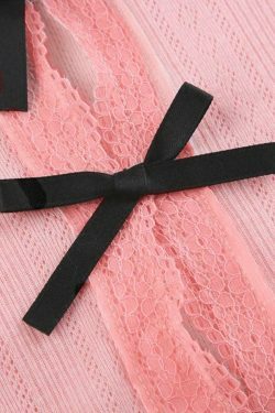 Coquette Aesthetic Cutout Bow Decor Slim Long Sleeve Knit Sweater