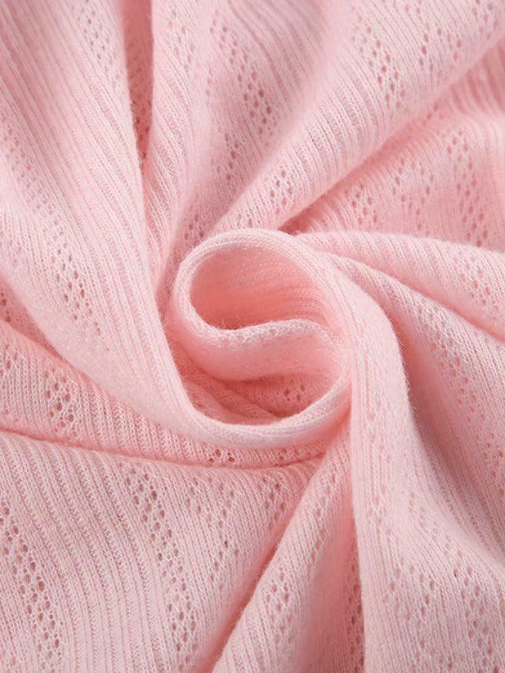 Coquette Aesthetic Cutout Bow Decor Slim Long Sleeve Knit Sweater