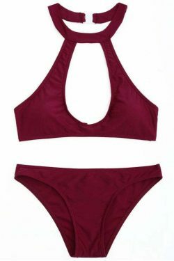 Coquette Aesthetic Cutout Halter Bikini Set in Pastel Goth Style