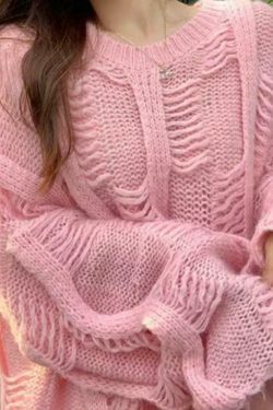 Coquette Aesthetic Cutout Knit Sweater - Y2K Fashion, Grunge Style, Cute Tops