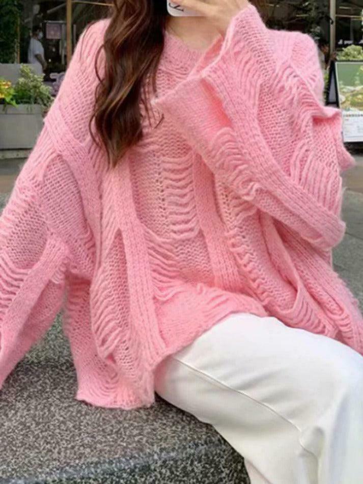 Coquette Aesthetic Cutout Knit Sweater - Y2K Fashion, Grunge Style, Cute Tops