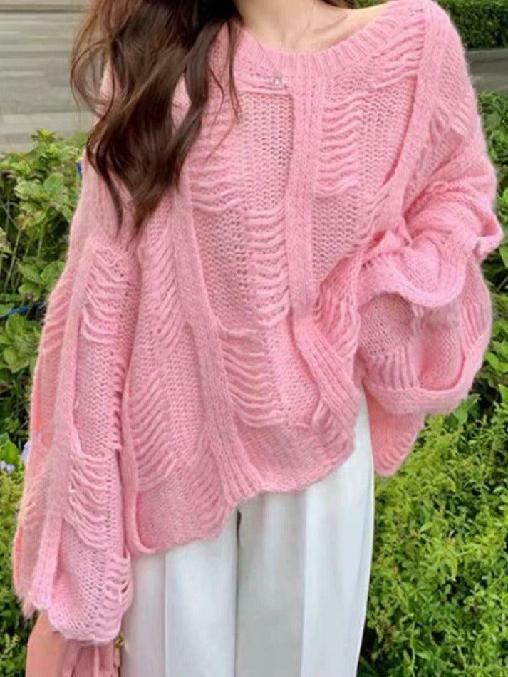 Coquette Aesthetic Cutout Knit Sweater - Y2K Fashion, Grunge Style, Cute Tops