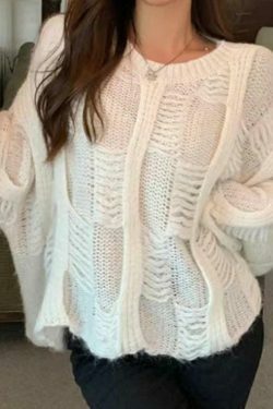 Coquette Aesthetic Cutout Knit Sweater - Y2K Fashion, Grunge Style, Cute Tops