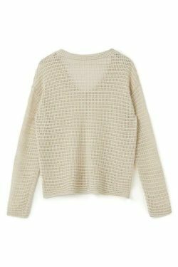 Coquette Aesthetic Cutout V-Neck Knit Sweater - Y2K Fashion Grunge Style Women's Clothing