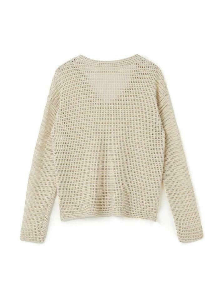 Coquette Aesthetic Cutout V-Neck Knit Sweater - Y2K Fashion Grunge Style Women's Clothing