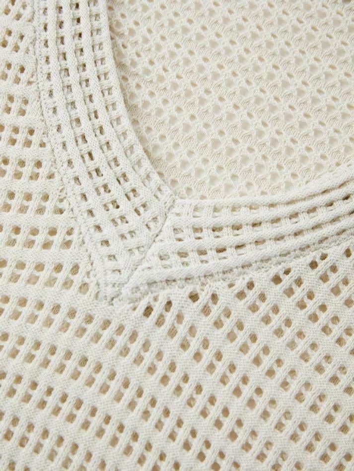 Coquette Aesthetic Cutout V-Neck Knit Sweater - Y2K Fashion Grunge Style Women's Clothing