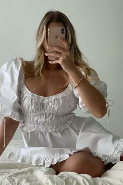 Coquette Aesthetic Cynthia Puff Sleeves Mini Dress
