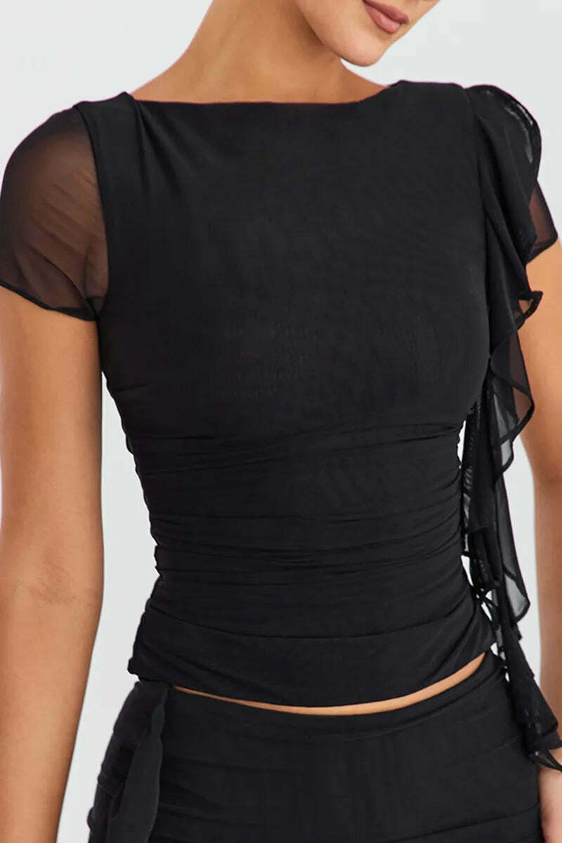 Coquette Aesthetic Dainty Duo Ruffle Chic Matching Set - Y2K Fashion Women's Outfit