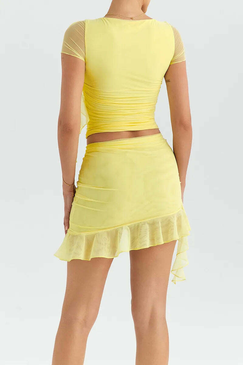 Coquette Aesthetic Dainty Duo Ruffle Chic Matching Set - Y2K Fashion Women's Outfit