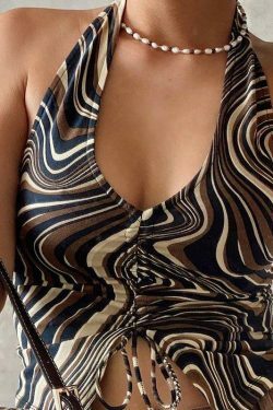 Coquette Aesthetic Daisy Halter Top - Y2K Fashion V-Neck Style