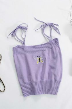 Coquette Aesthetic Daisy Knit Tank Top - Y2K Fashion Women's Clothing