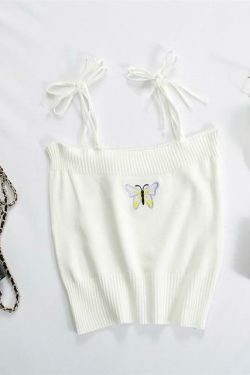 Coquette Aesthetic Daisy Knit Tank Top - Y2K Fashion Women's Clothing