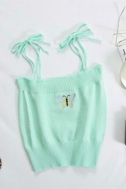 Coquette Aesthetic Daisy Knit Tank Top - Y2K Fashion Women's Clothing