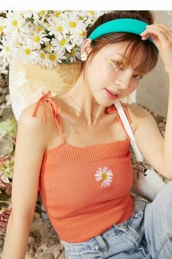 Coquette Aesthetic Daisy Knit Tank Top - Y2K Fashion Women's Clothing