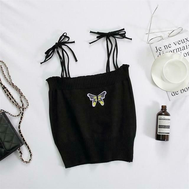 Coquette Aesthetic Daisy Knit Tank Top - Y2K Fashion Women's Clothing