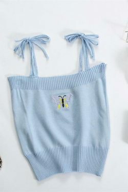 Coquette Aesthetic Daisy Knit Tank Top - Y2K Fashion Women's Clothing