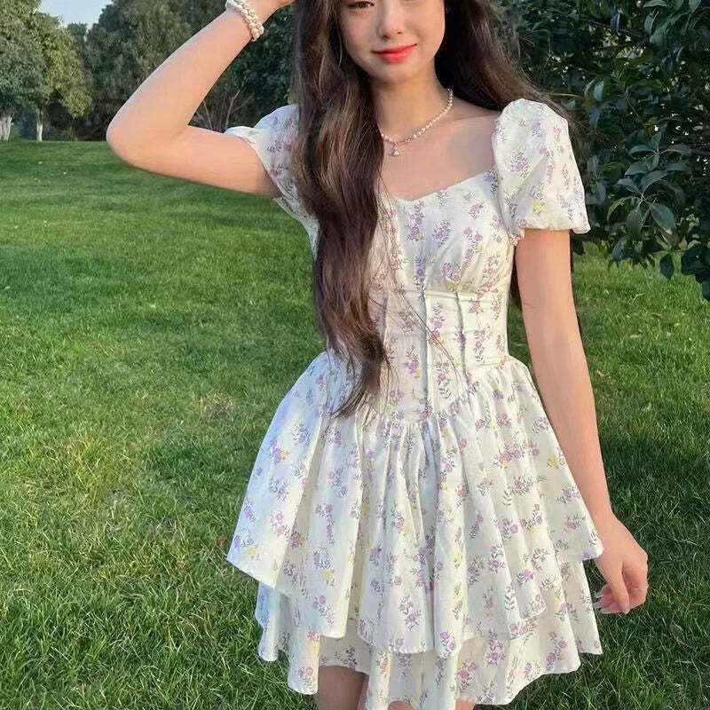 Coquette Aesthetic Daisy Whimsy Floral Dress - Y2K Fashion Women's Clothing Coquette Aesthetic Daisy Whimsy Floral Dress - Y2K Fashion Women's Clothing