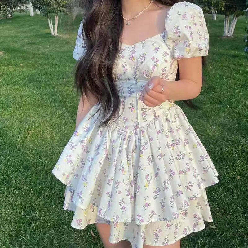 Coquette Aesthetic Daisy Whimsy Floral Dress - Y2K Fashion Women's Clothing Coquette Aesthetic Daisy Whimsy Floral Dress - Y2K Fashion Women's Clothing