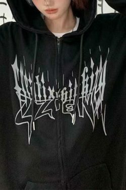 Coquette Aesthetic Demon Horn Fleece Lined Zip Up Hoodie