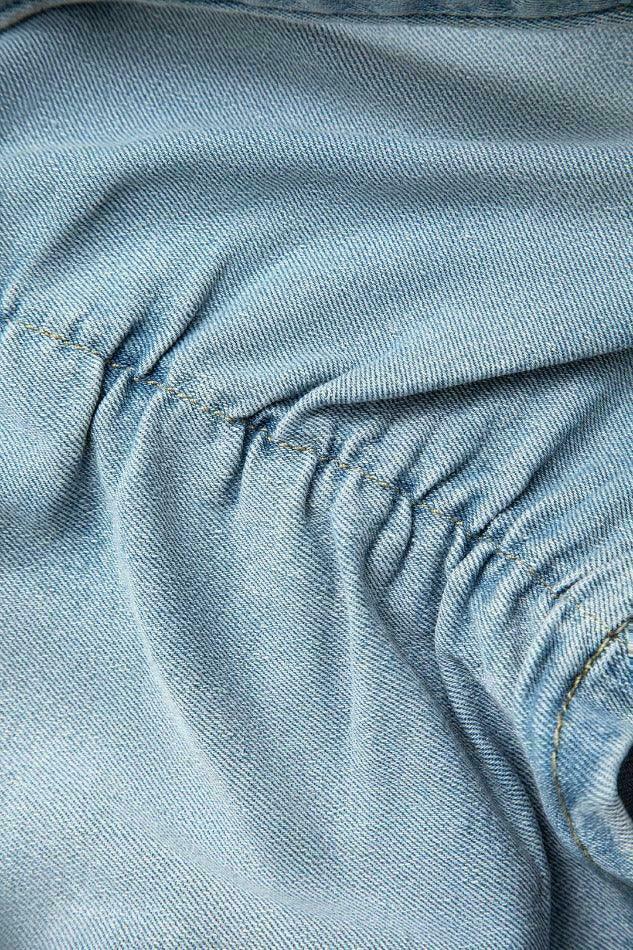 Coquette Aesthetic Denim Cargo Skirt with V-Waist Buckle & Flap Pockets