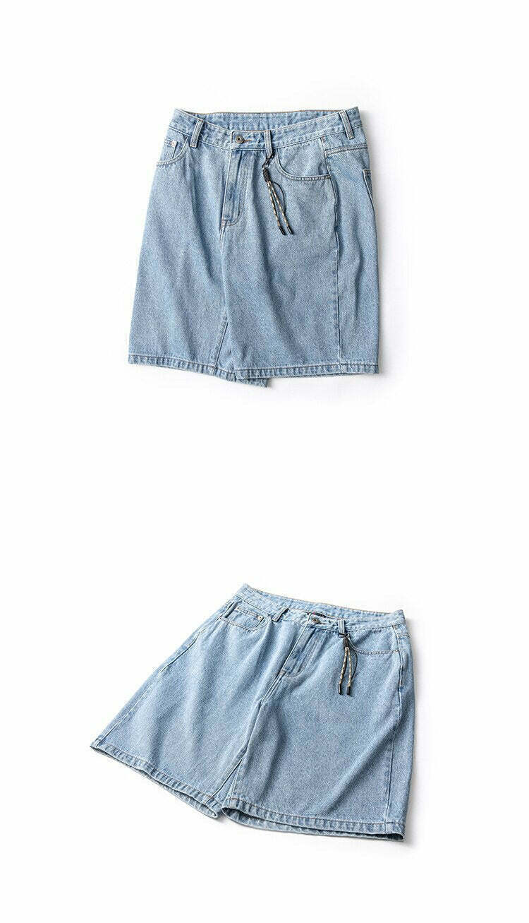 Coquette Aesthetic Denim Knee-Length Jorts with Keychain - Y2K Fashion Statement Piece Coquette Aesthetic Denim Knee-Length Jorts with Keychain - Y2K Fashion Statement Piece