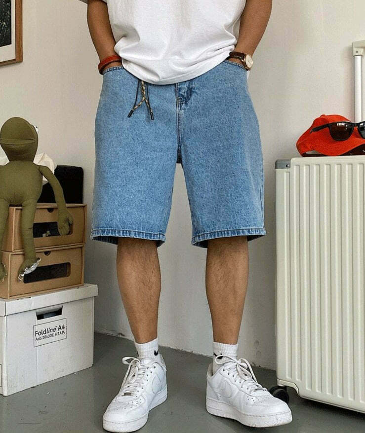 Coquette Aesthetic Denim Knee-Length Jorts with Keychain - Y2K Fashion Statement Piece Coquette Aesthetic Denim Knee-Length Jorts with Keychain - Y2K Fashion Statement Piece