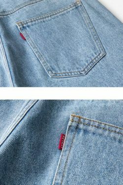 Coquette Aesthetic Denim Knee-Length Jorts with Keychain - Y2K Fashion Statement Piece