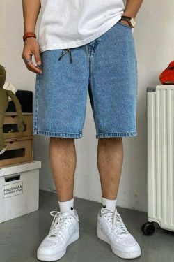 Coquette Aesthetic Denim Knee-Length Jorts with Keychain - Y2K Fashion Statement Piece