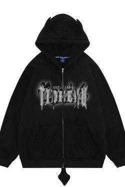 Coquette Aesthetic Devil Horns Hoodie - Y2K Fashion Statement for Women