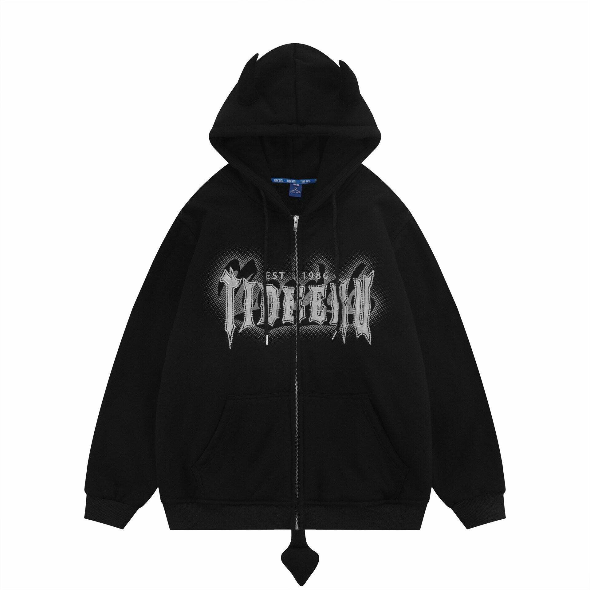 Coquette Aesthetic Devil Horns Hoodie - Y2K Fashion Statement for Women