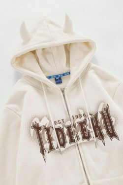 Coquette Aesthetic Devil Horns Hoodie - Y2K Fashion Statement for Women