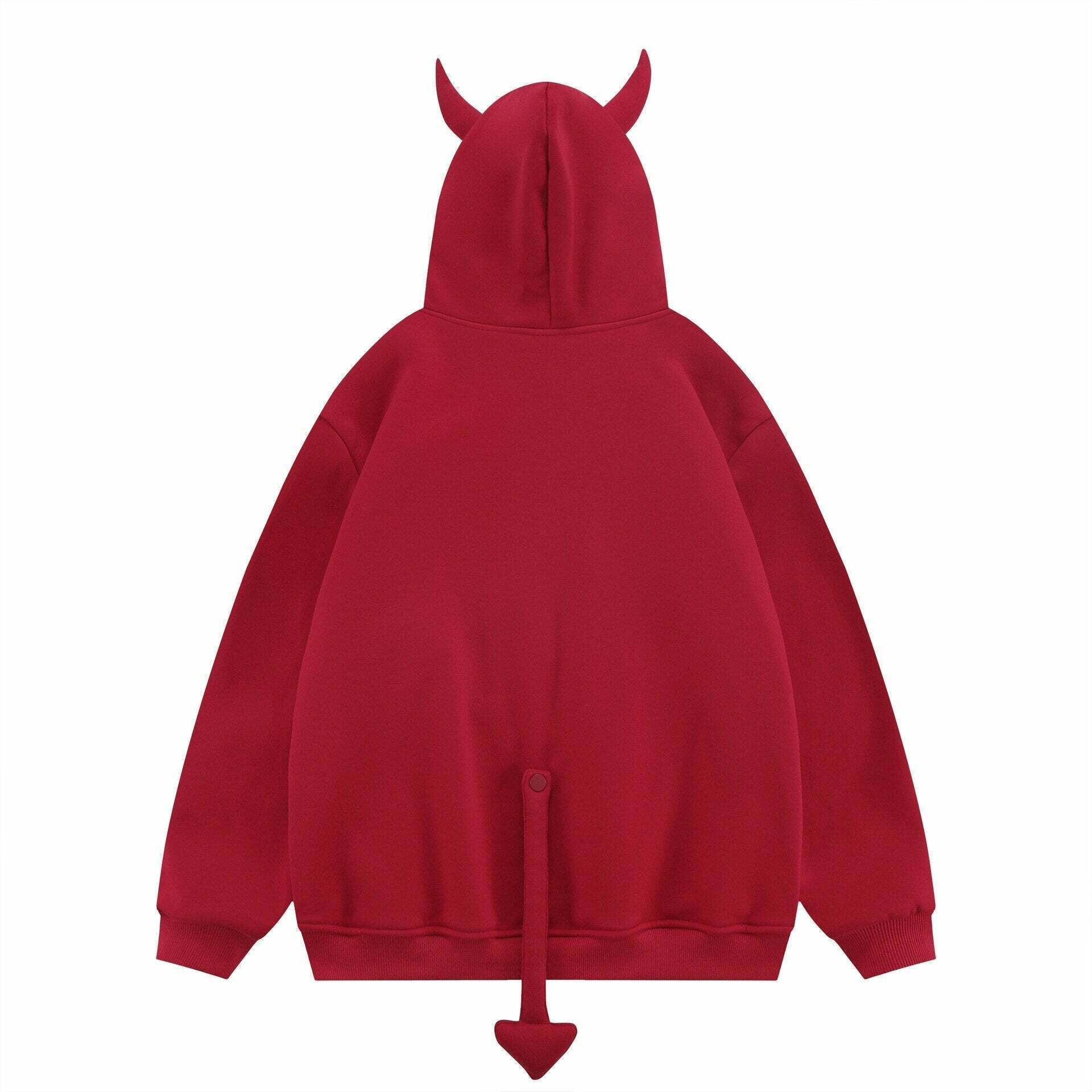 Coquette Aesthetic Devil Horns Hoodie - Y2K Fashion Statement for Women