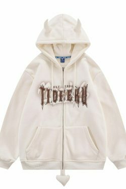 Coquette Aesthetic Devil Horns Hoodie - Y2K Fashion Statement for Women