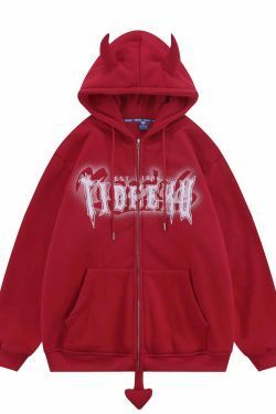 Coquette Aesthetic Devil Horns Hoodie - Y2K Fashion Statement for Women