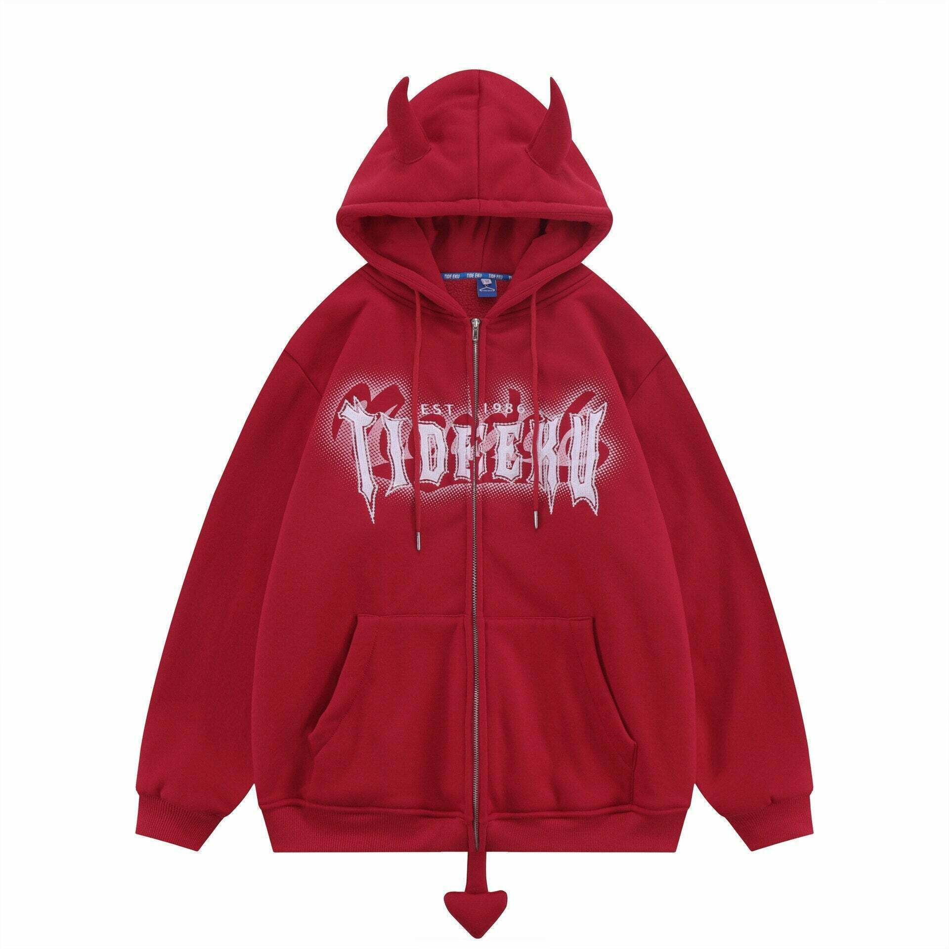 Coquette Aesthetic Devil Horns Hoodie - Y2K Fashion Statement for Women