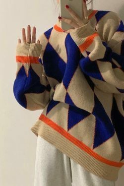 Coquette Aesthetic Diamond Pattern Sweater - Y2K Fashion Statement Piece