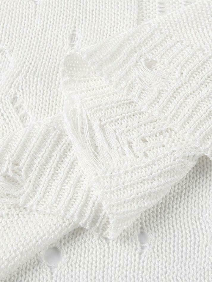 Coquette Aesthetic Distressed Crochet Knit Top - Y2K Fashion Women's Clothing Coquette Aesthetic Distressed Crochet Knit Top - Y2K Fashion Women's Clothing